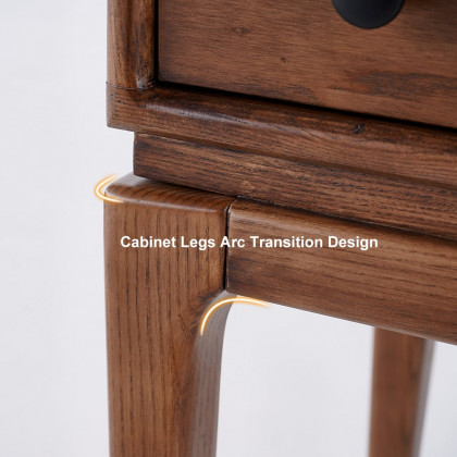 HMR - Tanic Mid Century Modern Chest Cabinet with Storage 3 Drawers of Ash Wood in Walnut