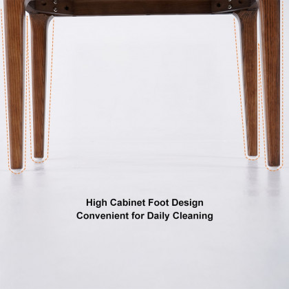 HMR - Tanic Mid Century Modern Chest Cabinet with Storage 3 Drawers of Ash Wood in Walnut