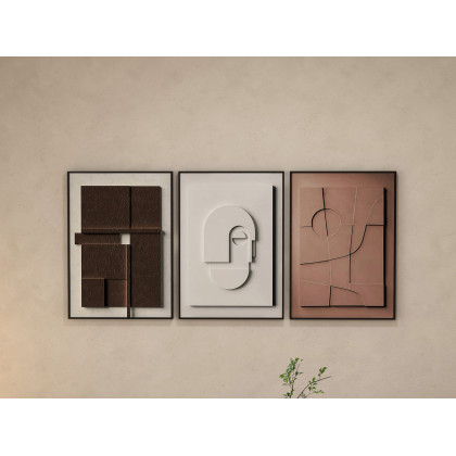 HMR 3 Pieces Japandi Canvas Wall Art Print Hanging Wall Decor Set with Rectangle Frame - Multi-Color, 20"W x 1"D x 27"H, Without 3D
