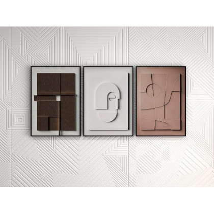 HMR 3 Pieces Japandi Canvas Wall Art Print Hanging Wall Decor Set with Rectangle Frame - Multi-Color, 20"W x 1"D x 27"H, Without 3D