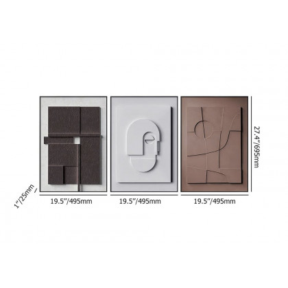 HMR 3 Pieces Japandi Canvas Wall Art Print Hanging Wall Decor Set with Rectangle Frame - Multi-Color, 20"W x 1"D x 27"H, Without 3D