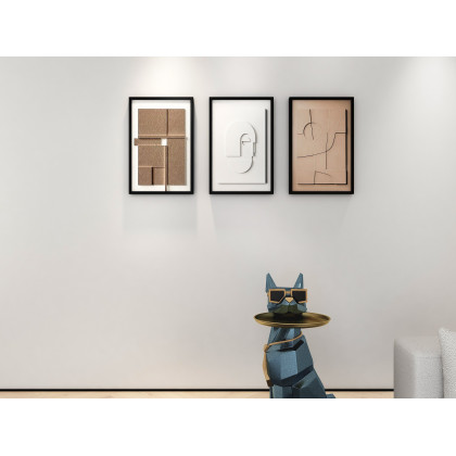 HMR 3 Pieces Japandi Geometric Canvas Wall Art Painting Wall Decor Set with Rectangle Frame - Multi-Color, 15"W x 1"D x 23"H, Without 3D