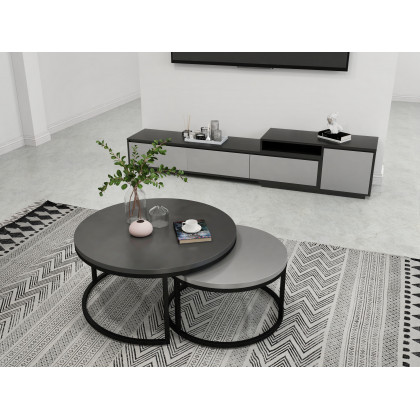 HMR - Modern Black Wood Retracted & Extendable TV Stand with 3-Drawer Up to 120"