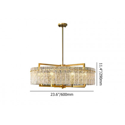 HMR - Jewell Modern Brass Drum Chandelier with Adjustable Hanging Rod