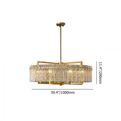 HMR Jewell Modern Brass Drum Chandelier with Adjustable Hanging Rod - 10-Light