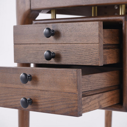 HMR - 55.1" Mid-century Style Walnut Ash Wood Home Office Desk with 3 Drawers