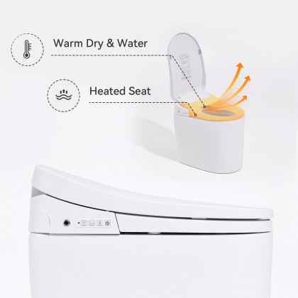 HMR - Compact Smart Bidet Toilet with Automatic Flushing 1.28 GPF