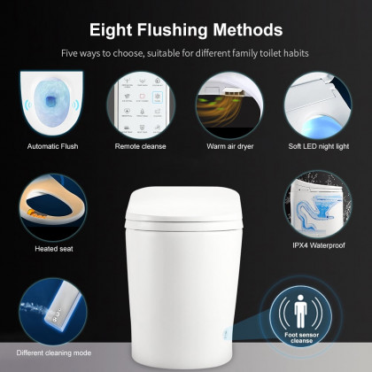 HMR - Compact Smart Bidet Toilet with Automatic Flushing 1.28 GPF