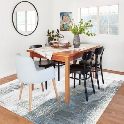 HMR Modern Ink Painting Gray & Ink Blue Rectangle Area Rug - 6' x 9'