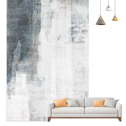 HMR Modern Ink Painting Gray & Ink Blue Rectangle Area Rug - 6' x 9'