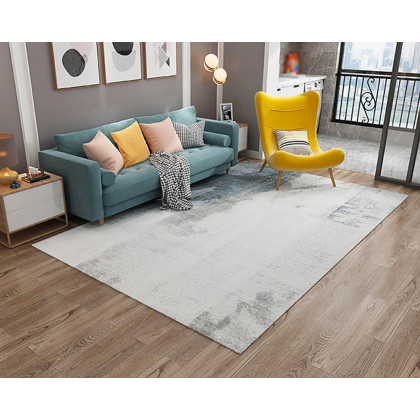 HMR - Modern Ink Painting Gray & Ink Blue Rectangle Area Rug