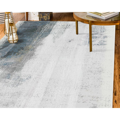 HMR - Modern Ink Painting Gray & Ink Blue Rectangle Area Rug
