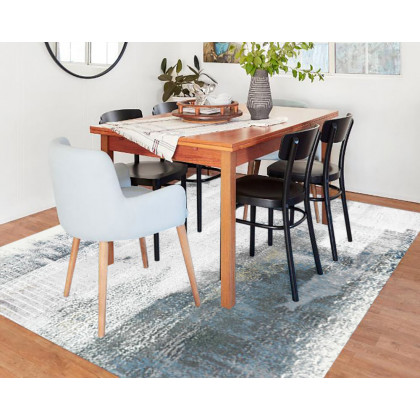 HMR - Modern Ink Painting Gray & Ink Blue Rectangle Area Rug