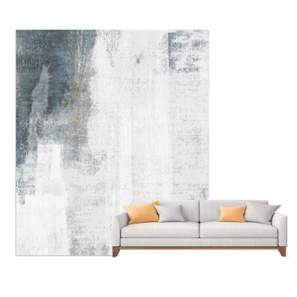 HMR - Modern Ink Painting Gray & Ink Blue Rectangle Area Rug