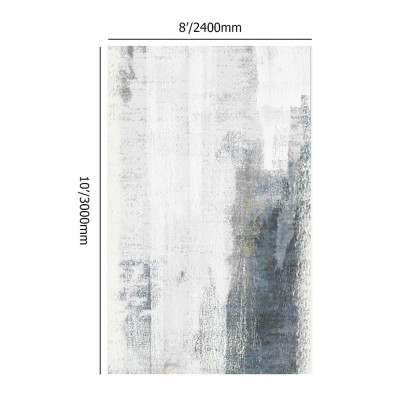 HMR - Modern Ink Painting Gray & Ink Blue Rectangle Area Rug