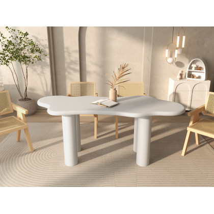 HMR Archic Japandi Bleached Wood Rattan Dining Chair with Solid Wood Frame - Natural, Without Upholstery, 1-Piece