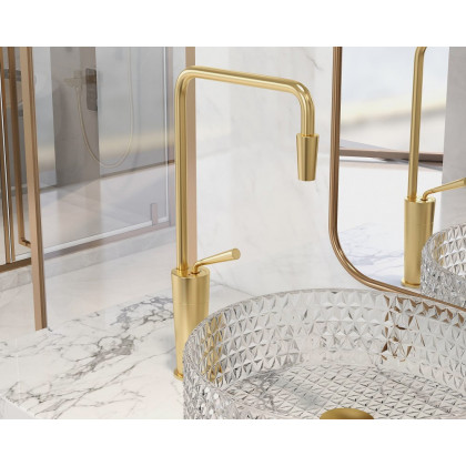 HMR Tront Single Hole Bathroom Vessel Sink Faucet Solid Brass - Brushed Gold