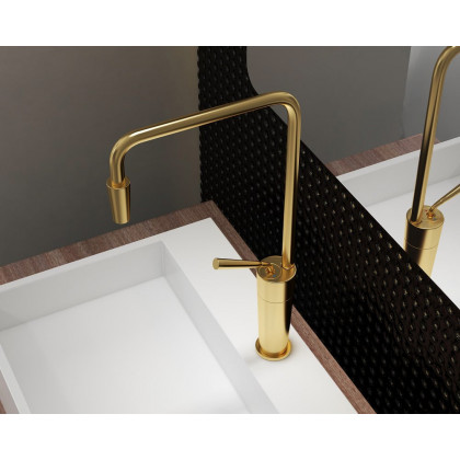 HMR Tront Single Hole Bathroom Vessel Sink Faucet Solid Brass - Brushed Gold