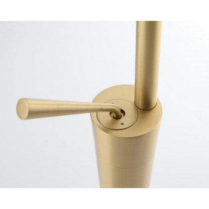 HMR Tront Single Hole Bathroom Vessel Sink Faucet Solid Brass - Brushed Gold