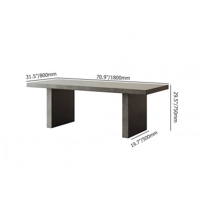 HMR Upoak Series Farmhouse Rectangle Wood Dining Table - Gray, 70.9"L x 31.5"W x 29.5"H