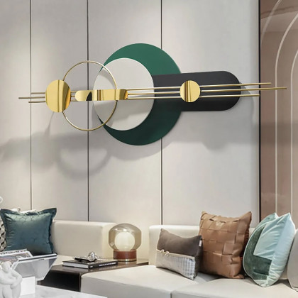 HMR - 63"Modern Metal Wall Decor for Living Room Bedroom Geometric Wall Art in Gold & Green
