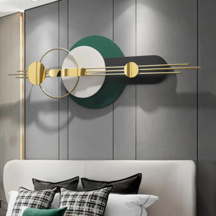 HMR - 63"Modern Metal Wall Decor for Living Room Bedroom Geometric Wall Art in Gold & Green