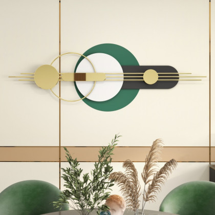HMR - 63"Modern Metal Wall Decor for Living Room Bedroom Geometric Wall Art in Gold & Green