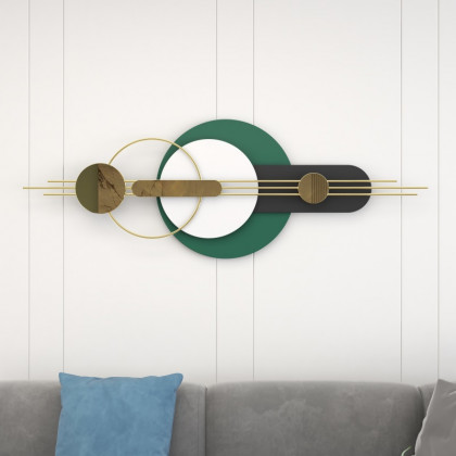 HMR - 63"Modern Metal Wall Decor for Living Room Bedroom Geometric Wall Art in Gold & Green