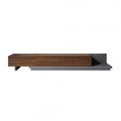 HMR Fero Extendable TV Stand with Drawers - Walnut & Gray, MDF, 79"