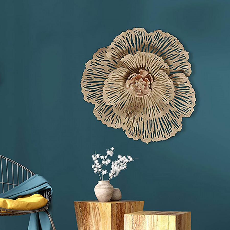 HMR - Modern Hollow-Out Peony Flower Gold Pendant Sofa Background Metal Wall Decor