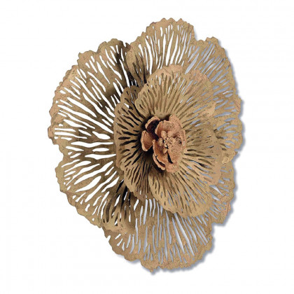 HMR - Modern Hollow-Out Peony Flower Gold Pendant Sofa Background Metal Wall Decor