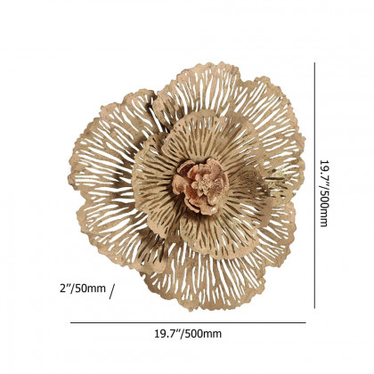 HMR - Modern Hollow-Out Peony Flower Gold Pendant Sofa Background Metal Wall Decor