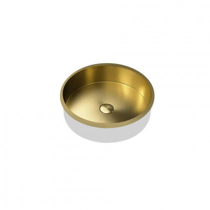 HMR - Brushed Gold Modern Luxury Stainless Steel Round Sink Undermount Bathroom Wash Sink