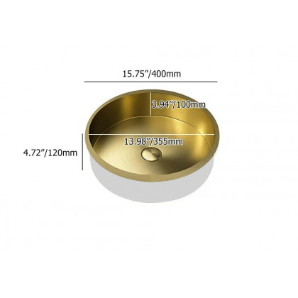 HMR - Brushed Gold Modern Luxury Stainless Steel Round Sink Undermount Bathroom Wash Sink