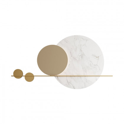 HMR - 47.2" Modern Geometric Wall Decor Round Metal Wall Art in Gold & White for Living Room