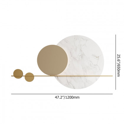 HMR - 47.2" Modern Geometric Wall Decor Round Metal Wall Art in Gold & White for Living Room
