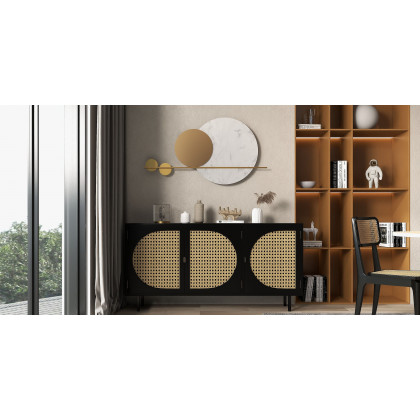 HMR - 47.2" Modern Geometric Wall Decor Round Metal Wall Art in Gold & White for Living Room
