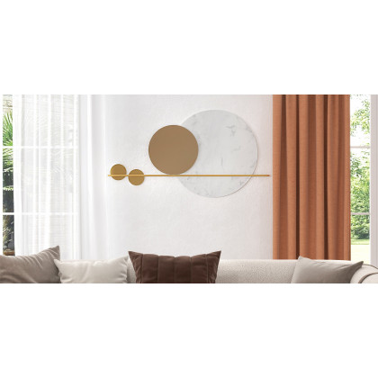 HMR - 47.2" Modern Geometric Wall Decor Round Metal Wall Art in Gold & White for Living Room