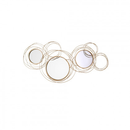 HMR Modern Luxury Gold Round Wall Mirror Creative 3D Overlapping Metal Décor - 6 Rings