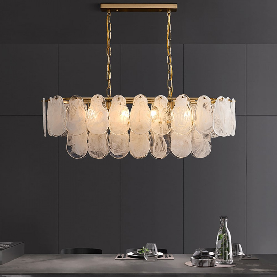 HMR - Cloude Modern Multi-Tier Cloud Glass Pendant Light Kitchen Island Light Adjustable Chain