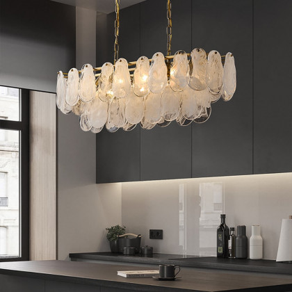 HMR - Cloude Modern Multi-Tier Cloud Glass Pendant Light Kitchen Island Light Adjustable Chain