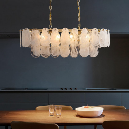 HMR - Cloude Modern Multi-Tier Cloud Glass Pendant Light Kitchen Island Light Adjustable Chain