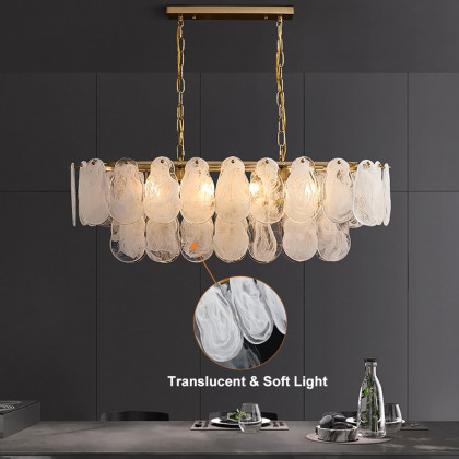 HMR - Cloude Modern Multi-Tier Cloud Glass Pendant Light Kitchen Island Light Adjustable Chain