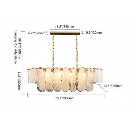 HMR - Cloude Modern Multi-Tier Cloud Glass Pendant Light Kitchen Island Light Adjustable Chain