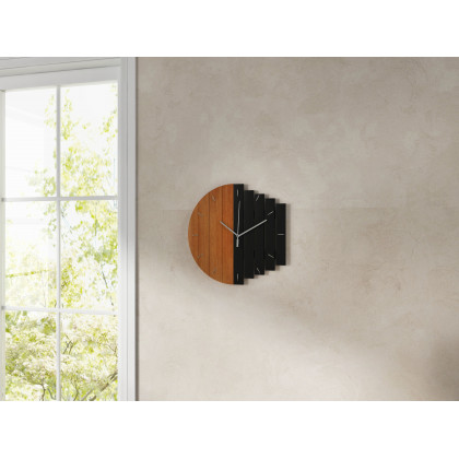 HMR - Abstract Wall Clock Hanging Artistic Decor in Natural Wood