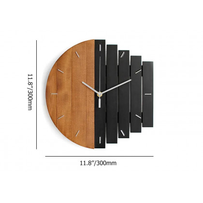 HMR - Abstract Wall Clock Hanging Artistic Decor in Natural Wood