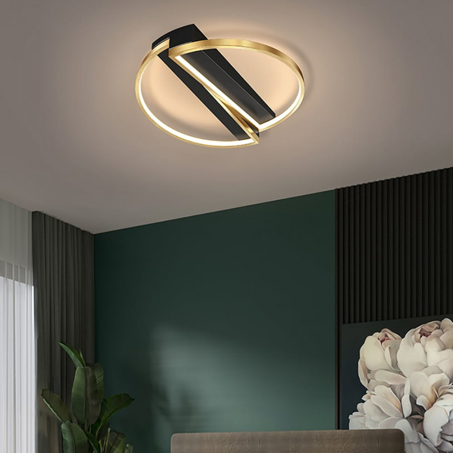 HMR - Modern LED Geometric Flush Mount Light in Gold & Black