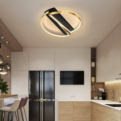 HMR - Modern LED Geometric Flush Mount Light in Gold & Black