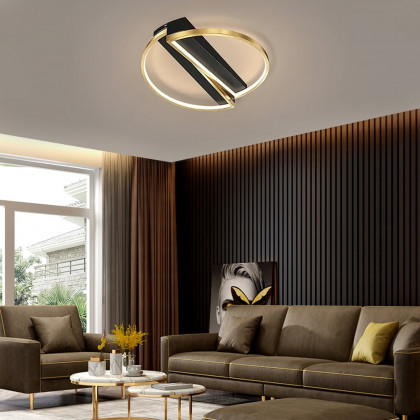 HMR - Modern LED Geometric Flush Mount Light in Gold & Black