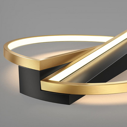 HMR - Modern LED Geometric Flush Mount Light in Gold & Black